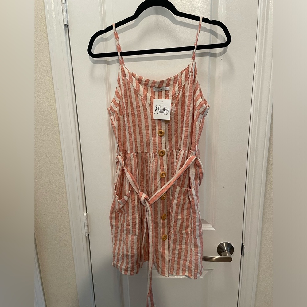 Pink and cream striped dress. New with tags.